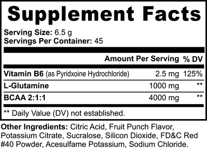 BCAA glutamine label