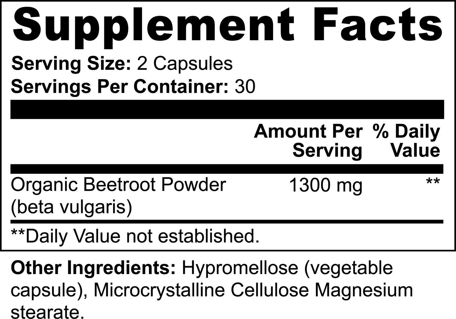 Beetroot capsule label