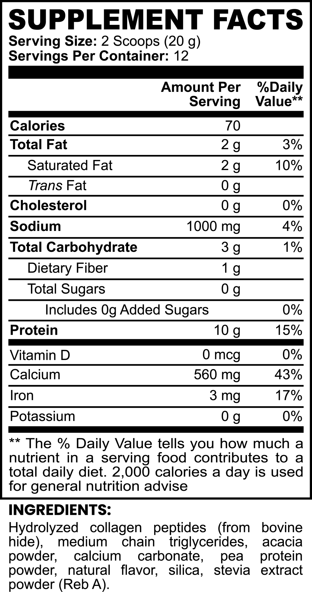 Collagen Coffee Creamer label