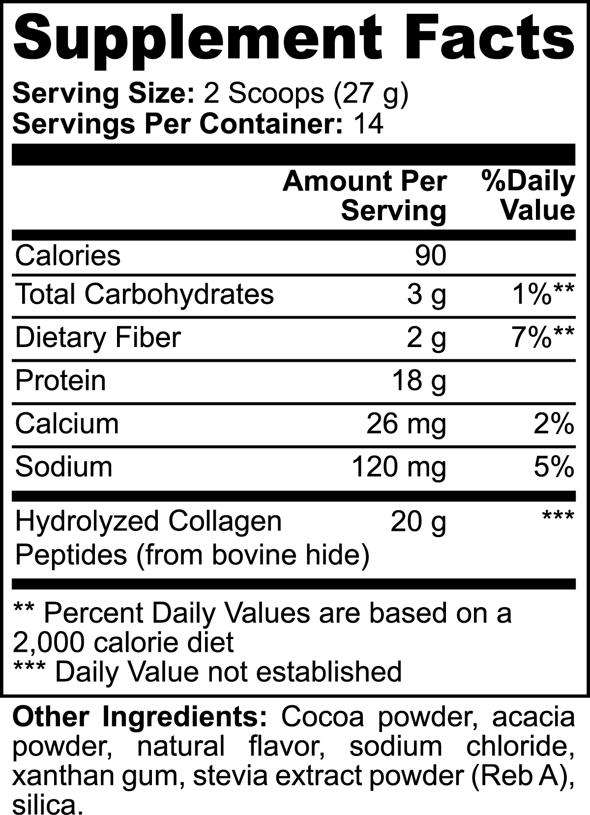 Collagen Protein Powder Chocolate label