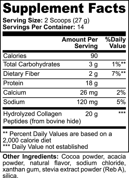 Collagen Protein Powder Chocolate label