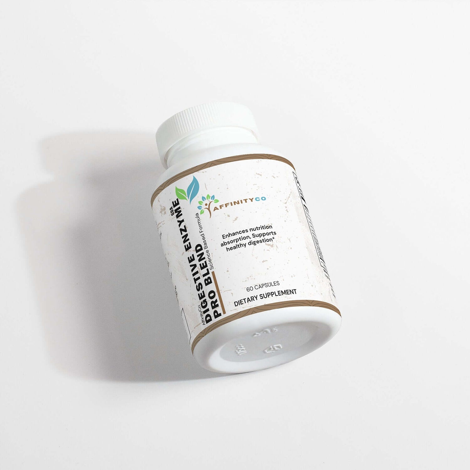 Digestive Enzymes Capsules bottle on its side