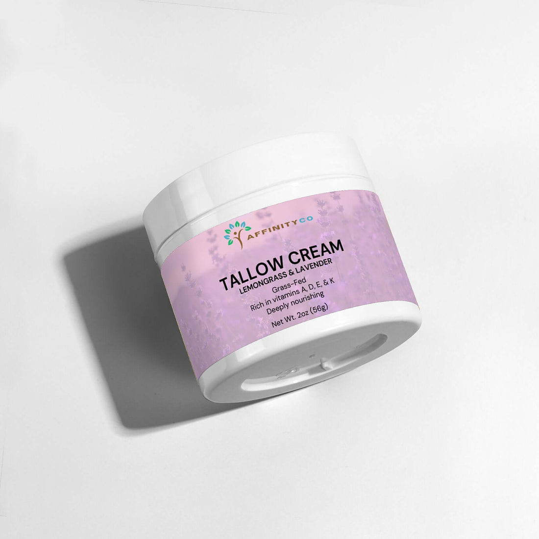 Tallow Face Cream jar on its side