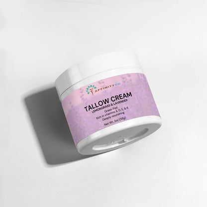 Tallow Face Cream jar on its side