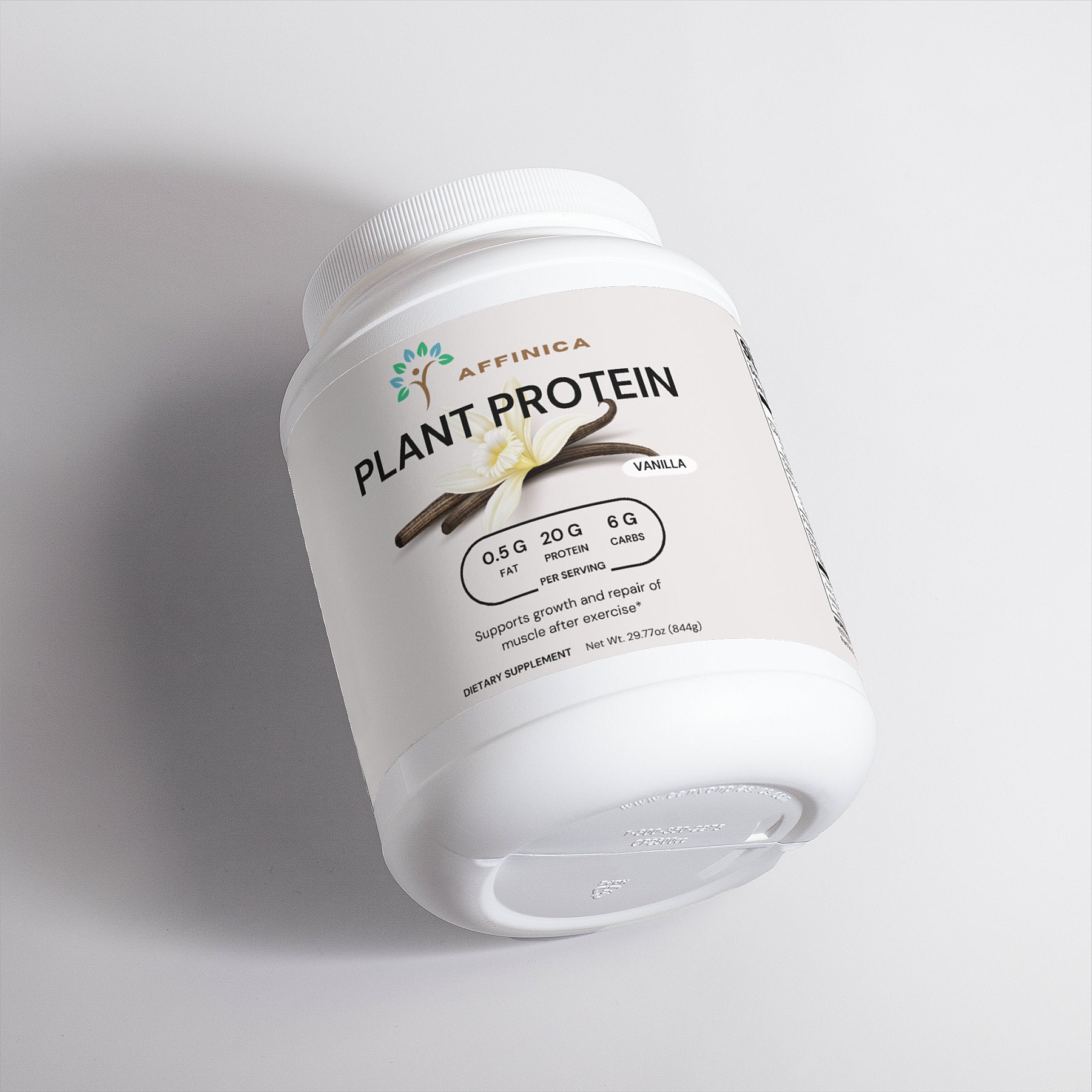 Vanilla Plant-Based Protein Powder container on its side