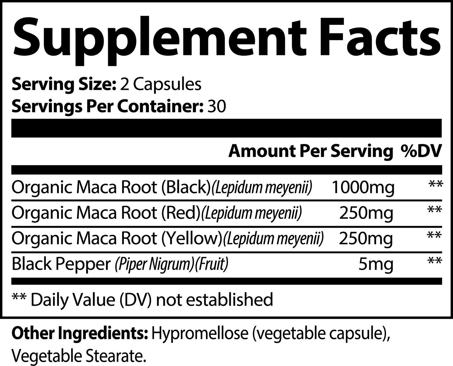 Best Maca Root Supplement label