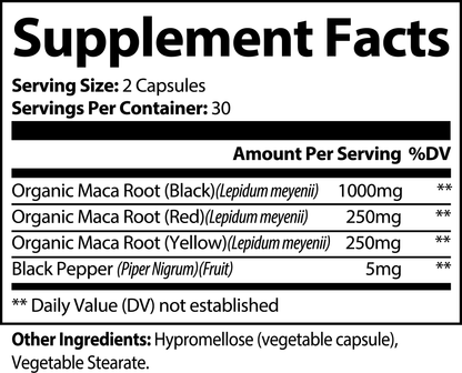 Best Maca Root Supplement label