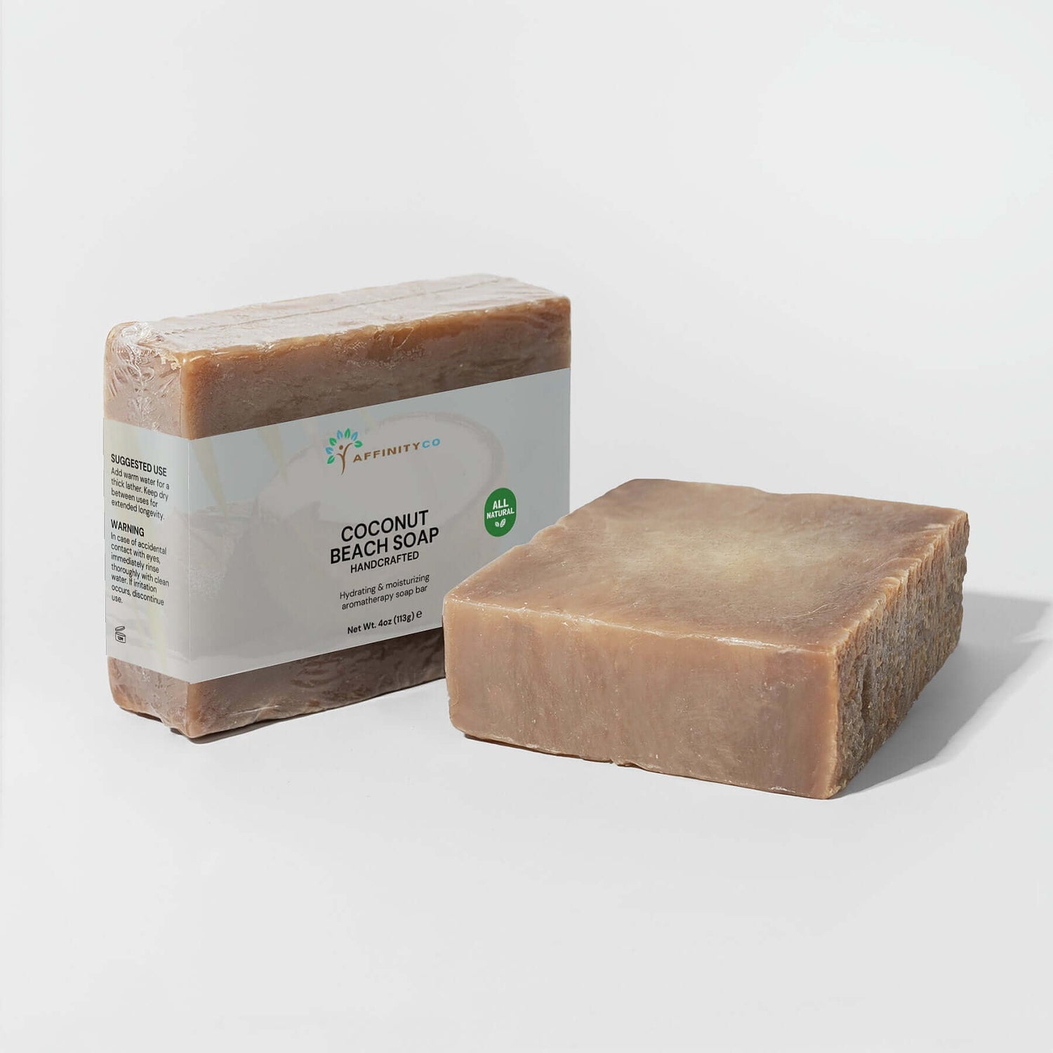 Coconut Oil Soap 2 bars one vertical and one on its side