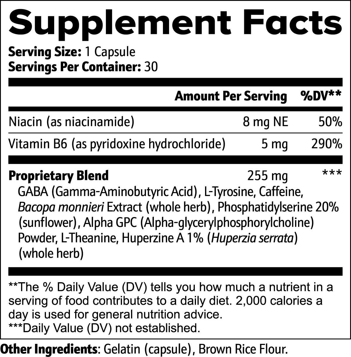 Cognitive Support Supplements label