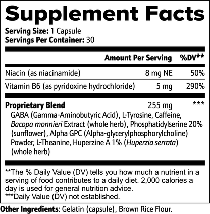 Cognitive Support Supplements label