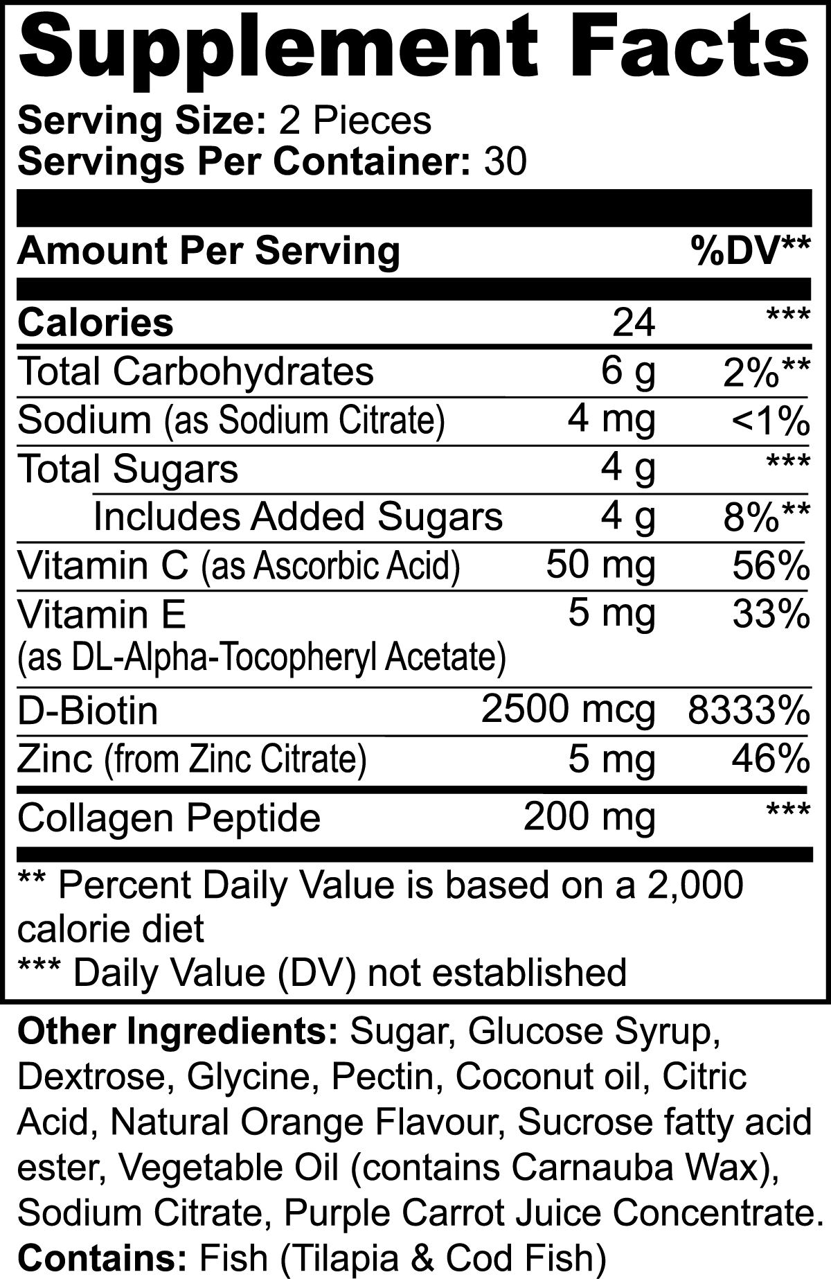 collagen gummies label