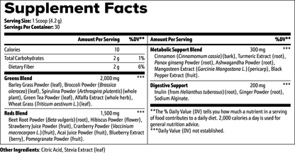 Greens Superfood Powder label