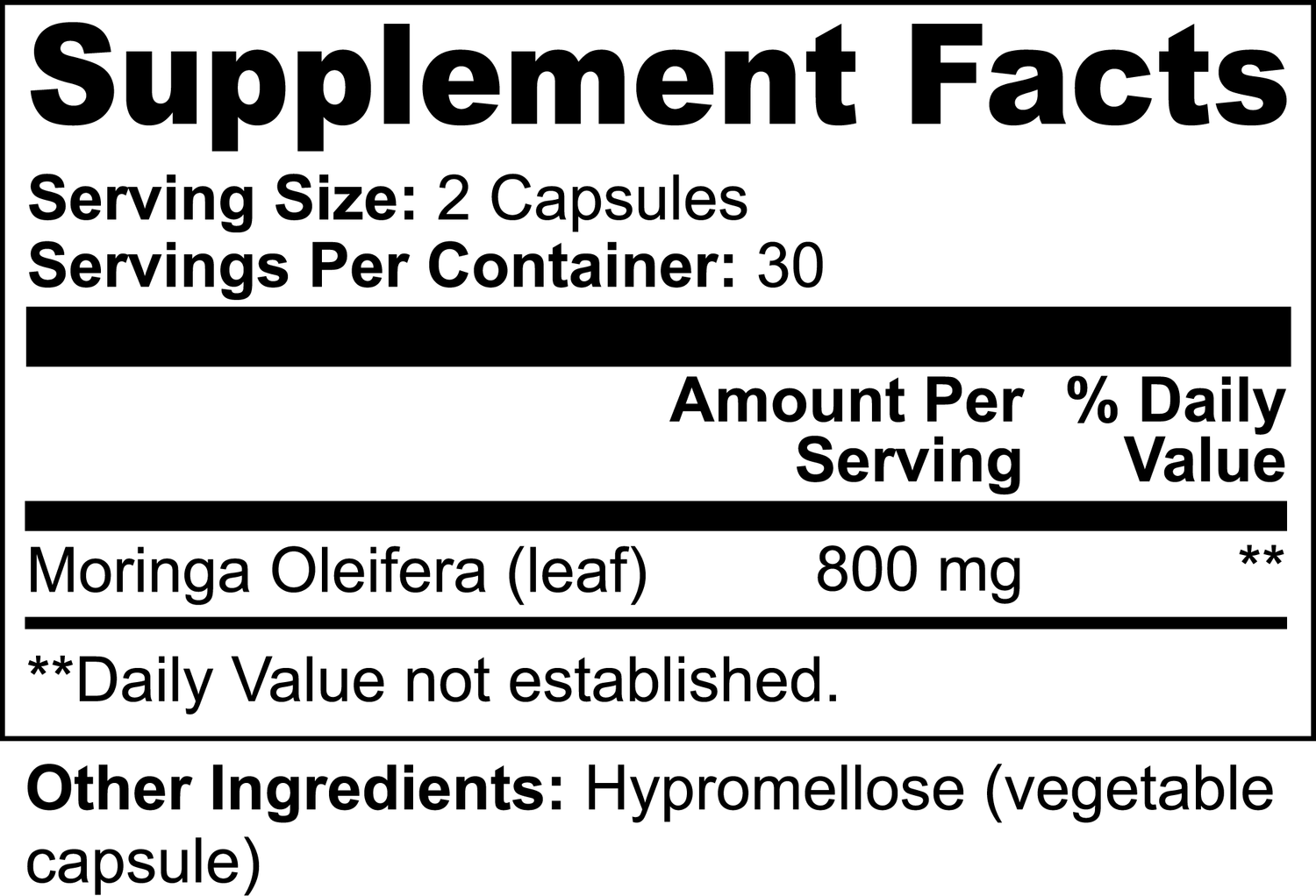 moringa oleifera capsules label