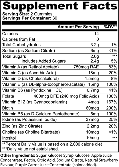 Multivitamin Gummies Adults label