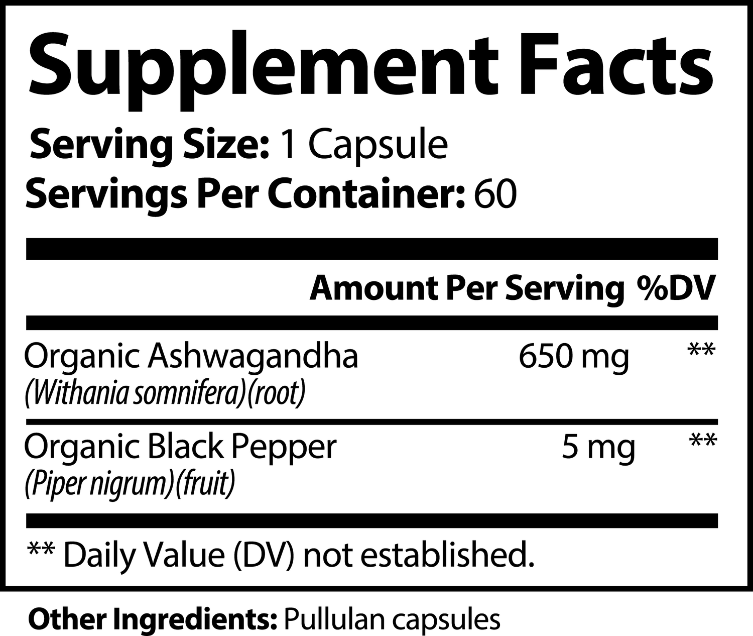 Organic Ashwagandha label