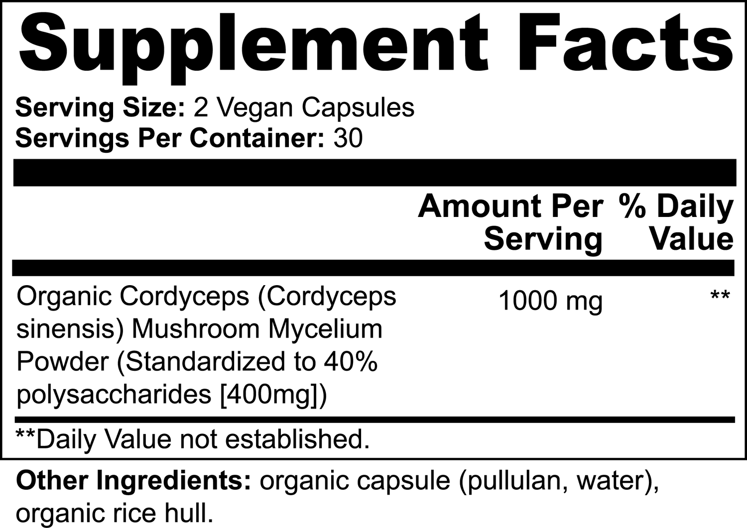 organic cordyceps mushroom label