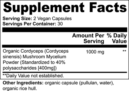 organic cordyceps mushroom label