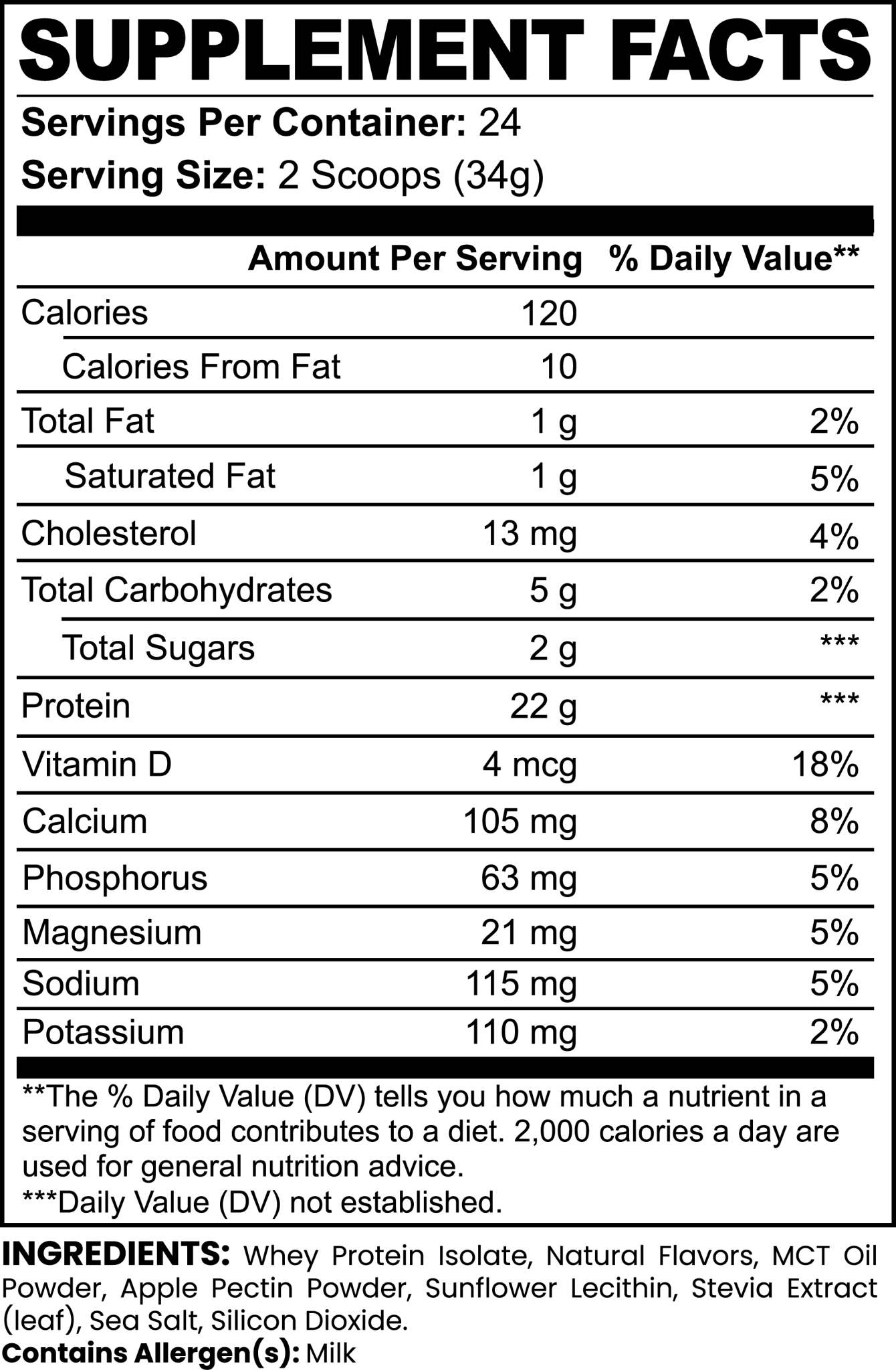 Whey Protein Isolate Vanilla label